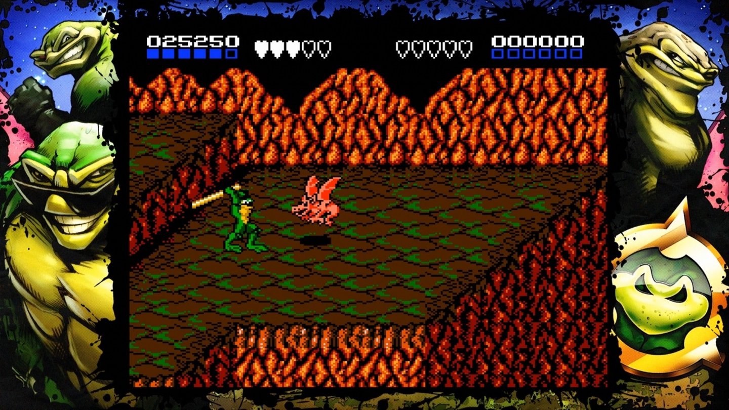 Battletoads (NES, 1991)
Scrollendes Prügelspiel, das offensichtlich von den Turtles inspiriert wurde. Gut, aber bockschwer und in den Fahrsequenzen fast unfair.
Wertung: ** von ***