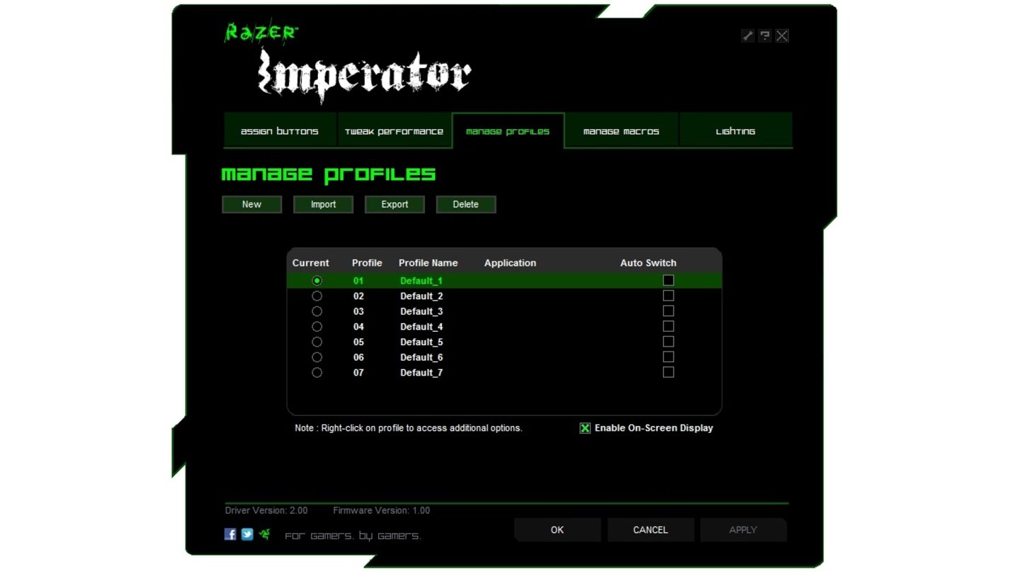 Razer Imperator Driver Manage Profiles