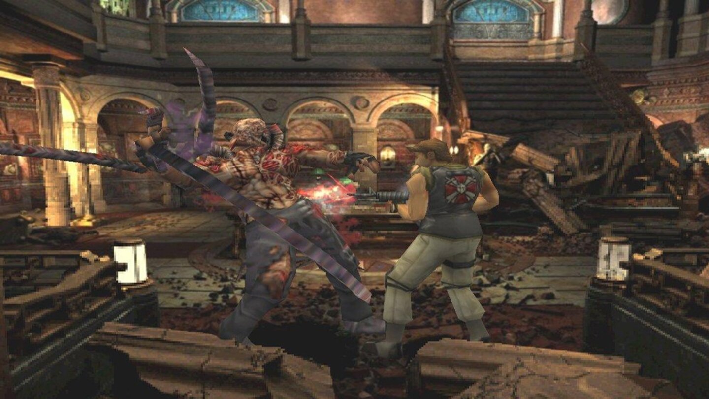 Resident Evil 3: Nemesis (1999) Resident Evil 3: Nemesis erscheint ab 1999 zuerst für die Playstation und erst später auch für PC (2000), Dreamcast (Winter 2000) und GameCube (2003). Teil 3 erweitert das Spielkonzept um einige neue Elemente: Wir können aus den entsprechenden Zutaten Munition für unsere Waffen herstellen, Attacken ausweichen, und in entscheidenden Momenten zwischen mehreren Alternativen – meistens Flucht oder Kampf – wählen, die den Verlauf der Haupthandlung ändern können. Die aus dem ersten Teil bekannte Hauptfigur Jill Valentine muss sich außerdem immer wieder gegen den namensgebenden Supermutanten Nemesis wehren, der ihr mit einem ganzen Arsenal an Waffen zusetzt.