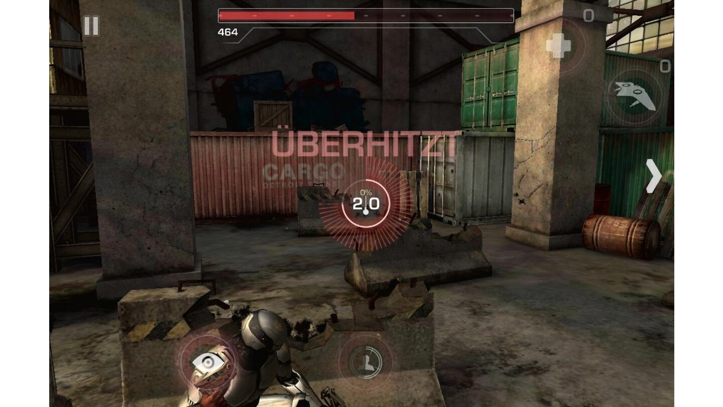 RoboCop: The Official GameDa man in der Zukunft (oder zumindest im Spiel) nicht mehr nachladen muss, überhitzen die Waffen stattdessen. Ist der Rote Kreis rund um das Fadenkreuz voll, streikt die Waffe für einige Sekunden. Wie lange genau, hängt ganz von der Waffe ab.