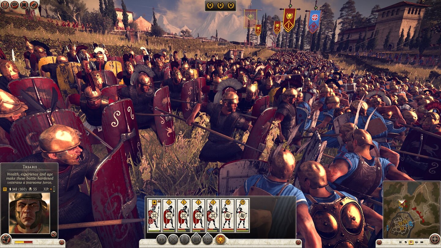Total War: Rome 2Die Triarier stellen die Veteranen der republikanischen Legionen dar. Jüngere Männer dienen vorher in den Rängen der Hastati und Princeps, bevor sie in die Reihen der Triarier aufgenommen werden dürfen.