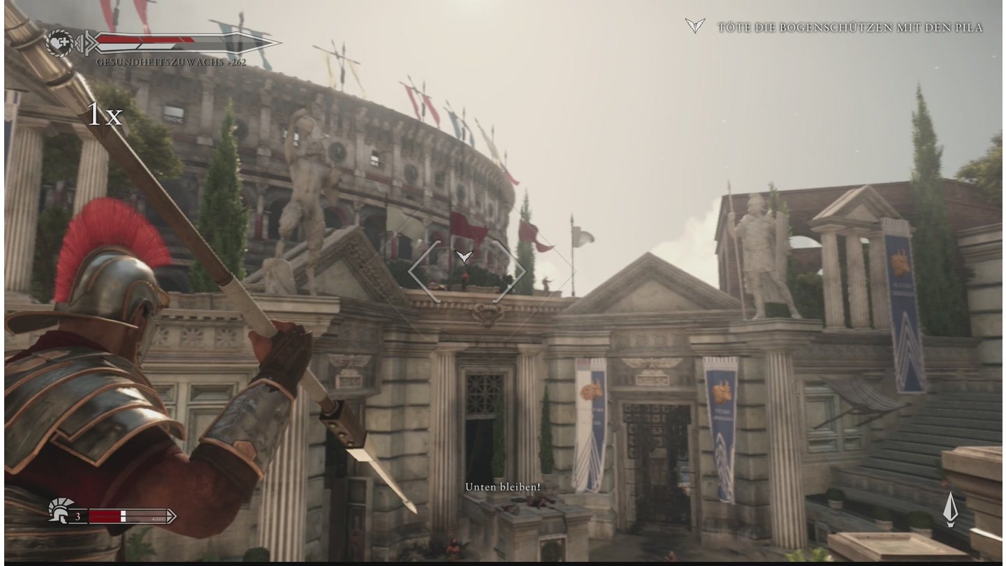 Ryse: Son of Rome - Eigene ScreenshotsWir kämpfen nicht nur mit Schwert und Schild sonden können auch Speere werfen, mehr Waffenauswahl wäre trotzdem wünschenswert.