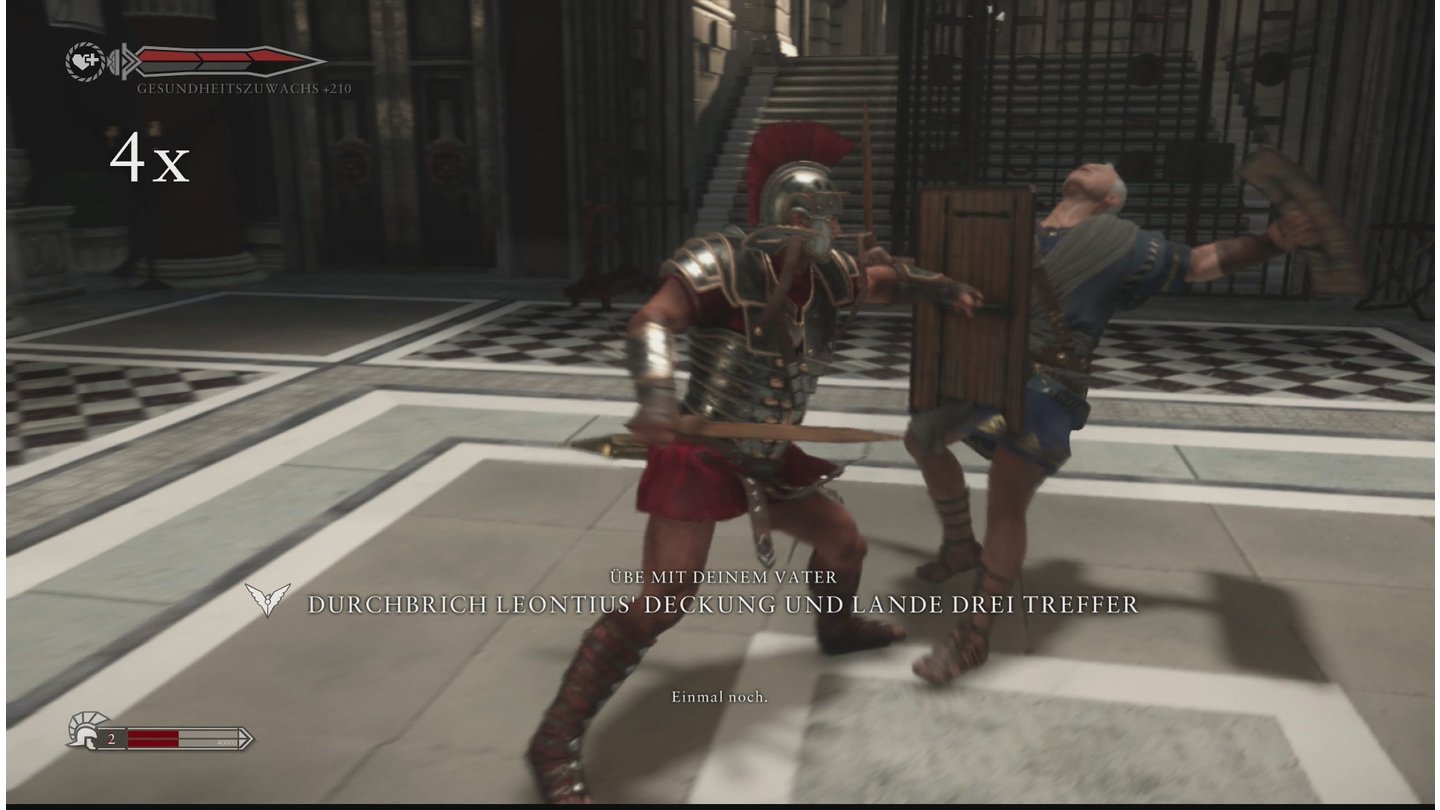 Ryse: Son of Rome - Eigene ScreenshotsDie Kampfanimationen sind gut aufeinander abgepasst, hier stoßen wir einen Gegner mit einem Schild zurück.