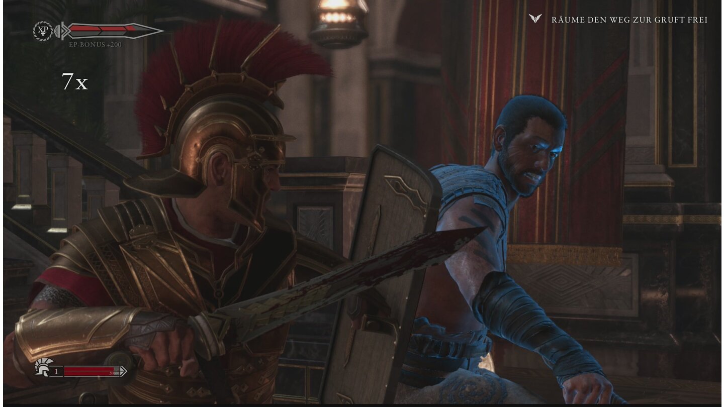 Ryse: Son of Rome - Eigene ScreenshotsDie Kill-Moves laufen automatisch ab, allerdings müssen wir im richtigen Moment, die farblich passende Taste drücken, um besonders viele Punkte und andere Boni einzusammeln - in diesem Fall also die X-Taste.