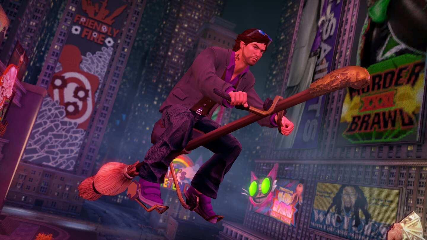 Saints Row - The Third: Hexen & Waschlappen DLCDer Hexenbesen ist das neue Fluggerät von Hexen & Waschlappen.