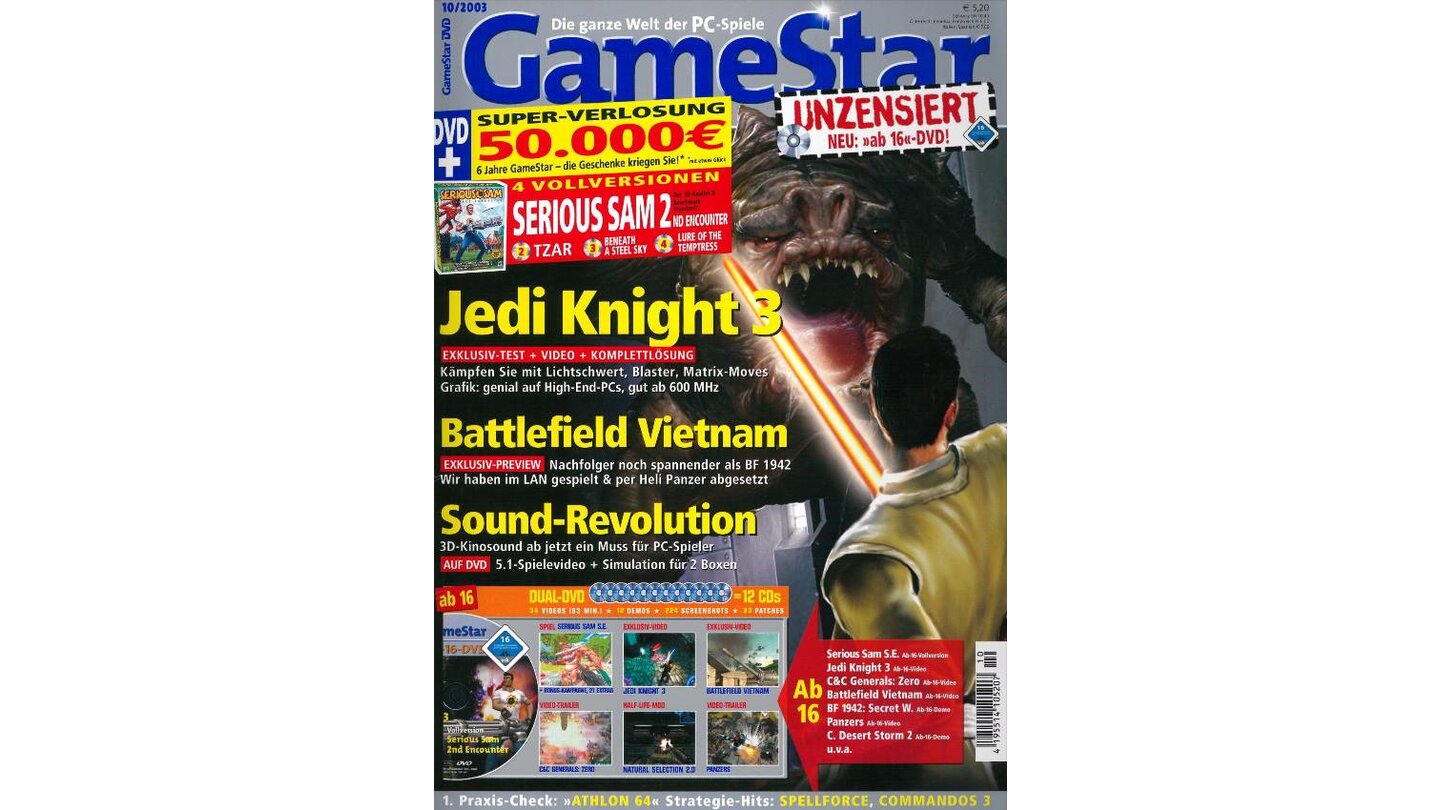 2003: Ohne das Lichtschwert kaum zu erkennen: Ja, es handelt sich um ein Star-Wars-Spiel. Nein, ein Rancor ist nicht schön.