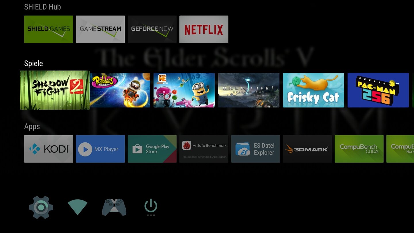 Shield Android TV: Das Hauptmenü ist aufgeräumt und übersichtlich