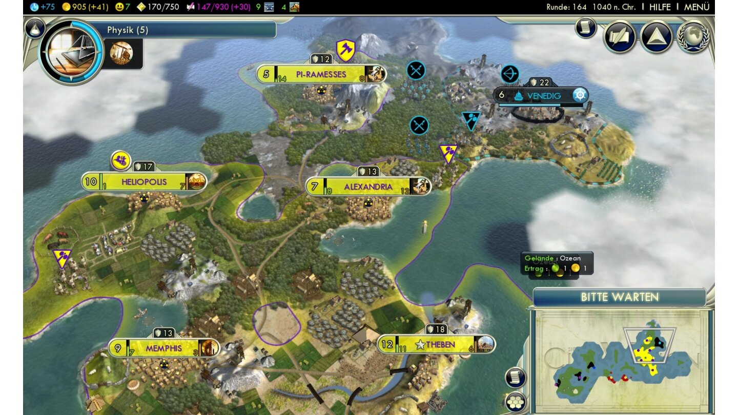 Sid Meier's Civilization 5Der Landkarte von Civilization 5 liegen nun Sechsecke zugrunde.