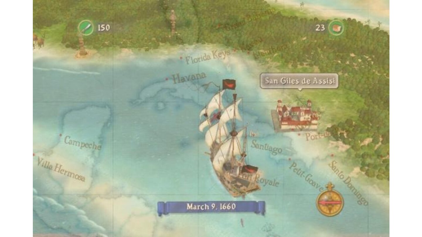Sailing the Caribbean with the map overlay on.