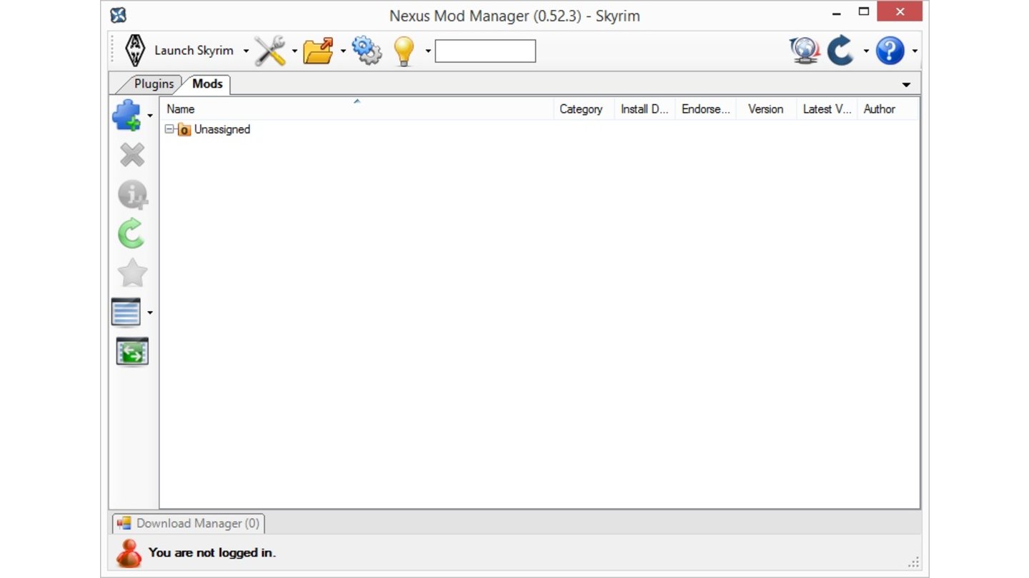 Skyrim Mod Anleitung - Schritt 1Im Nexus Mod Manager (NMM) öffnet man die heruntergeladene Mod über das blaue Puzzle-Symbol mit dem grünen Plus-Zeichen...