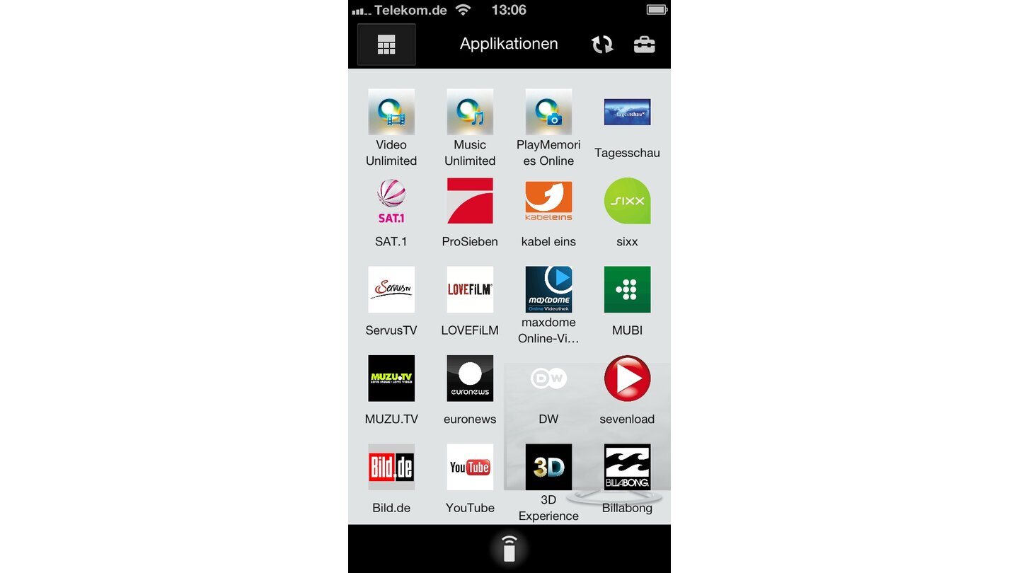 Smartphone-App des Sony Bravia KDL-47W805A