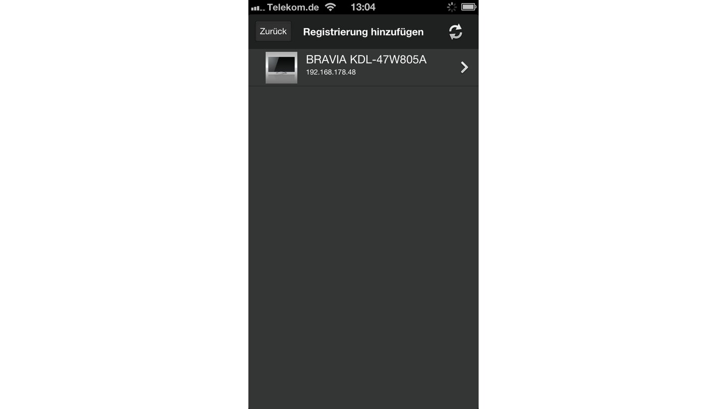 Smartphone-App des Sony Bravia KDL-47W805A