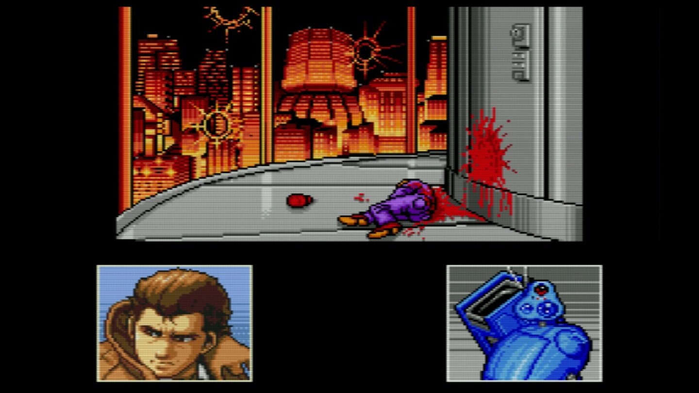 SnatcherHideo Kojima kann nicht nur Metal Gear, sondern auch Cyberpunk. Das beweist der Spieledesigner 1994 (1988 in Japan) mit Snatcher, einem Adventure für Sega Saturn und PlayStation. Die Handlung folgt dem Ermittler Gillian Seed, der einer Verschwörung rund um künstliche Menschen auf die Schliche kommt, die echte Personen töten und ihre Identität annehmen. Unterstützt wird Gibson dabei von einem kleinen Roboter-Assistenten – mit dem Namen Metal Gear!