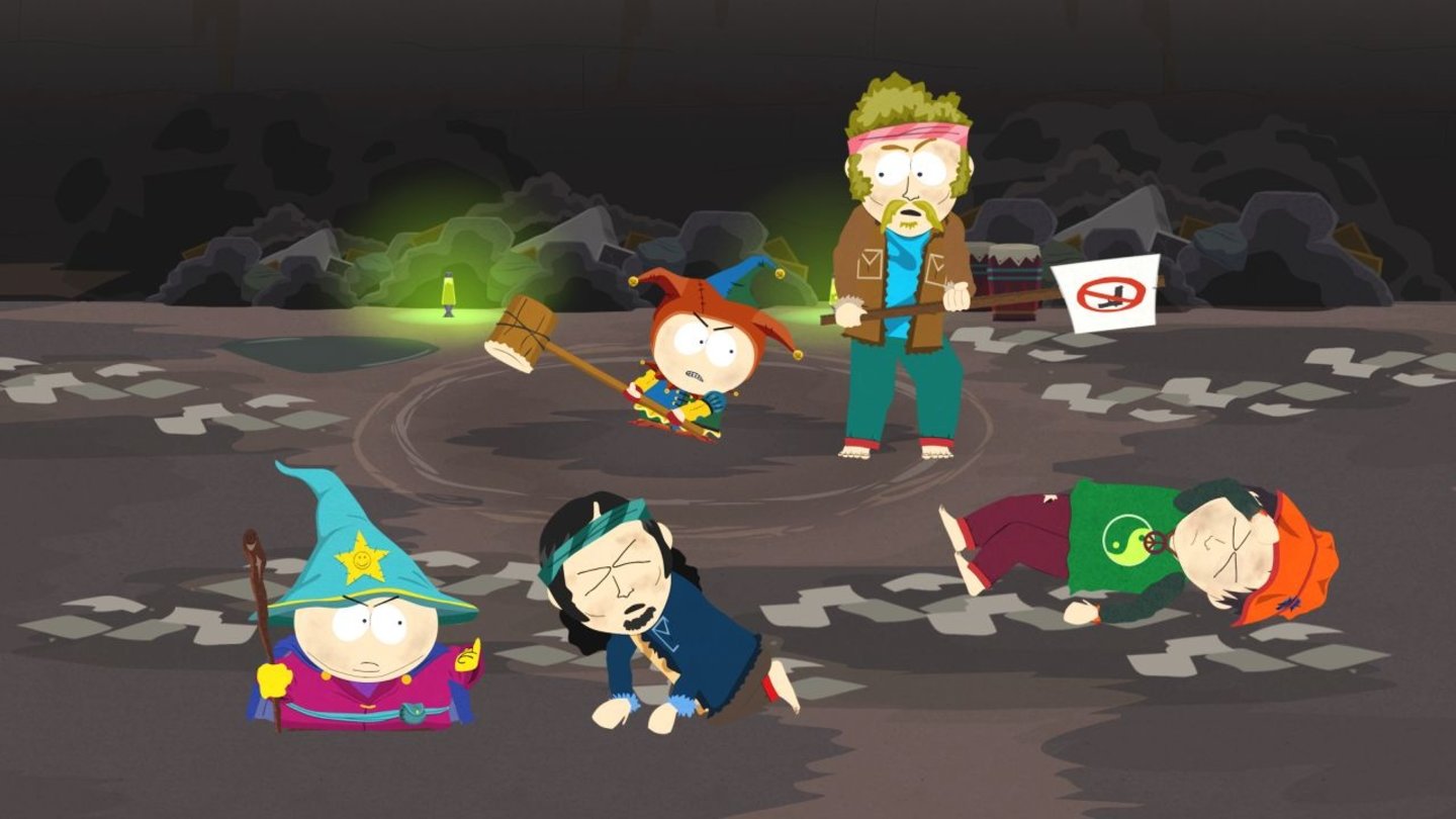 South Park: The Stick of TruthNeben allerhand skurrilen Fantasiegeschöpfen wie Krabbenmenschen bekämpft die Gruppe auch Hippies, Cartmans Erzfeinde.