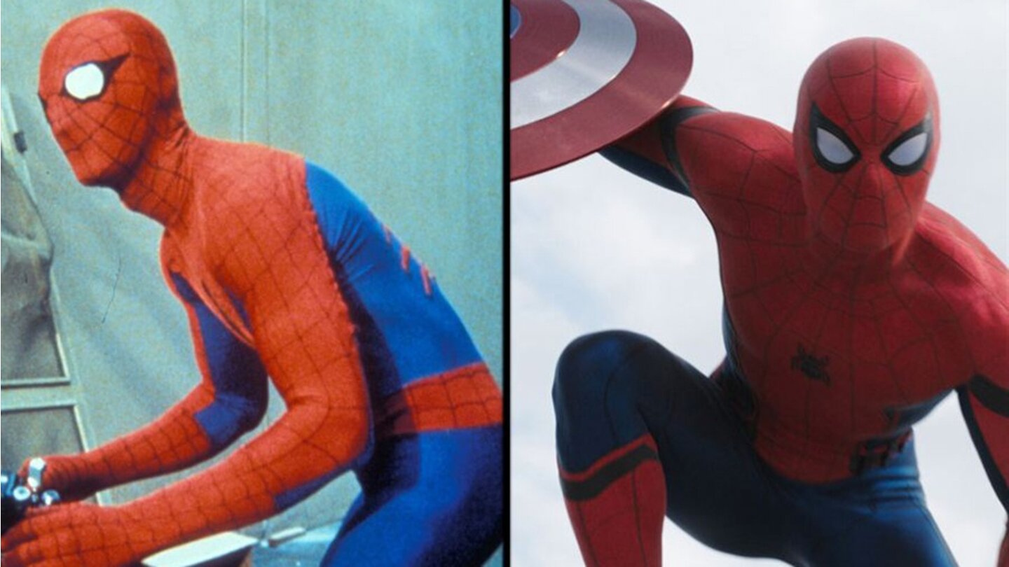 Spider-Man
Nicholas Hammond in Spider-Man – Der Spinnenmensch (1977 bis 1979) und Tom Holland in The First Avenger: Civil War (2016).
©Columbia Pictures / Marvel