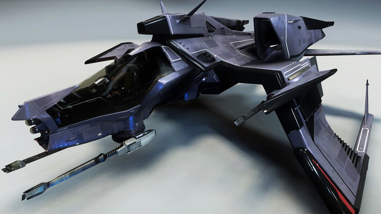 Star Citizen - MustangDas schnelle und wendige Kampfschiff Mustang ist ein Einsitzer und gut geeignet für Anfänger im Star-Citizen-Universum. Die Varianten: Mustang Alpha ist das Starterschiff und kann mit einem optionalen Frachtträger ausgestattet werden. Mustang Beta ist für Erkundungsmissionen prädestiniert. Mustang Gamma und Mustang Omega sind aufgrund ihrer Schnelligkeit für Rennen gemacht und Mustang Delta ist die auf Kampf ausgelegte Version der Reihe.