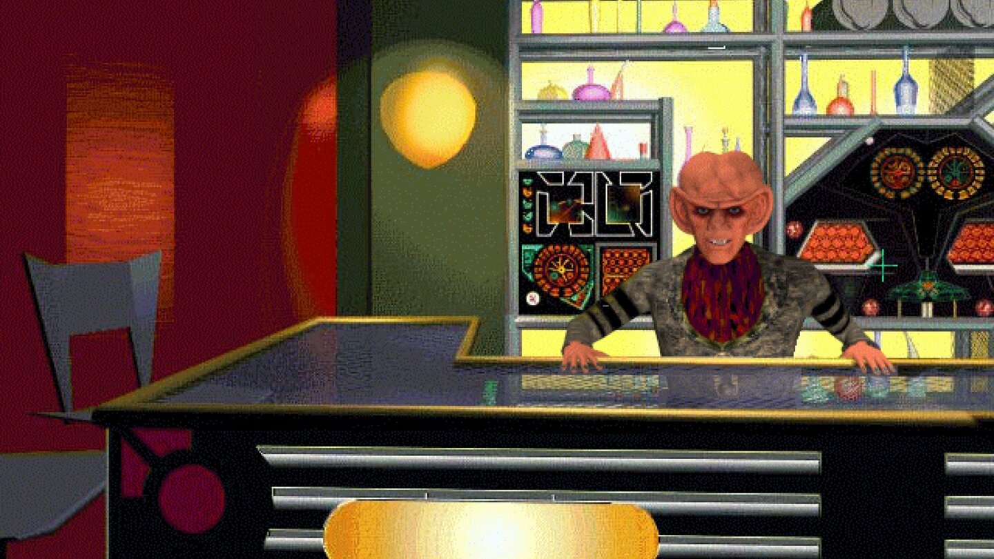 Star Trek: Deep Space Nine - Harbinger (1995)Das erste Spiel zur Fernsehserie Deep Space Nine ist ein Adventure mit Ego-Ansicht à la Myst. Grafik und Rätsel sind mittelprächtig, Dialoge und kleine Action-Sequenzen runden die Stationsbegehung ab.