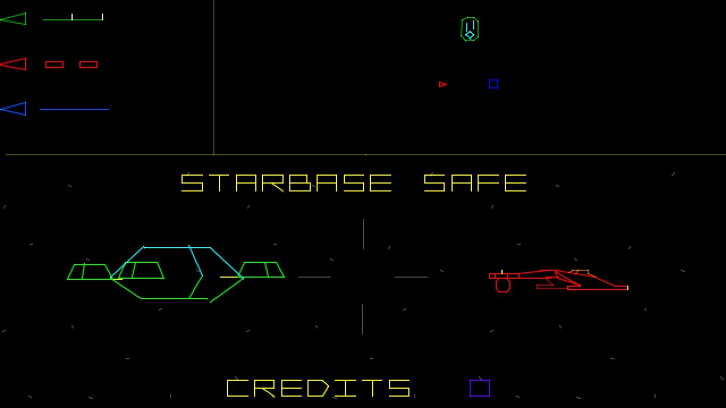 Star Trek: Strategic Operations Simulator (1982)Die 3D-Schießbude fühlt sich eher wie Battlezone als Star Trek an. Segas Spielautomat hat digitalisierte SpracStar Trek (1971)hausgabe und bunte Vektorgrafik, auf welche die Heimversionen verzichten müssen.