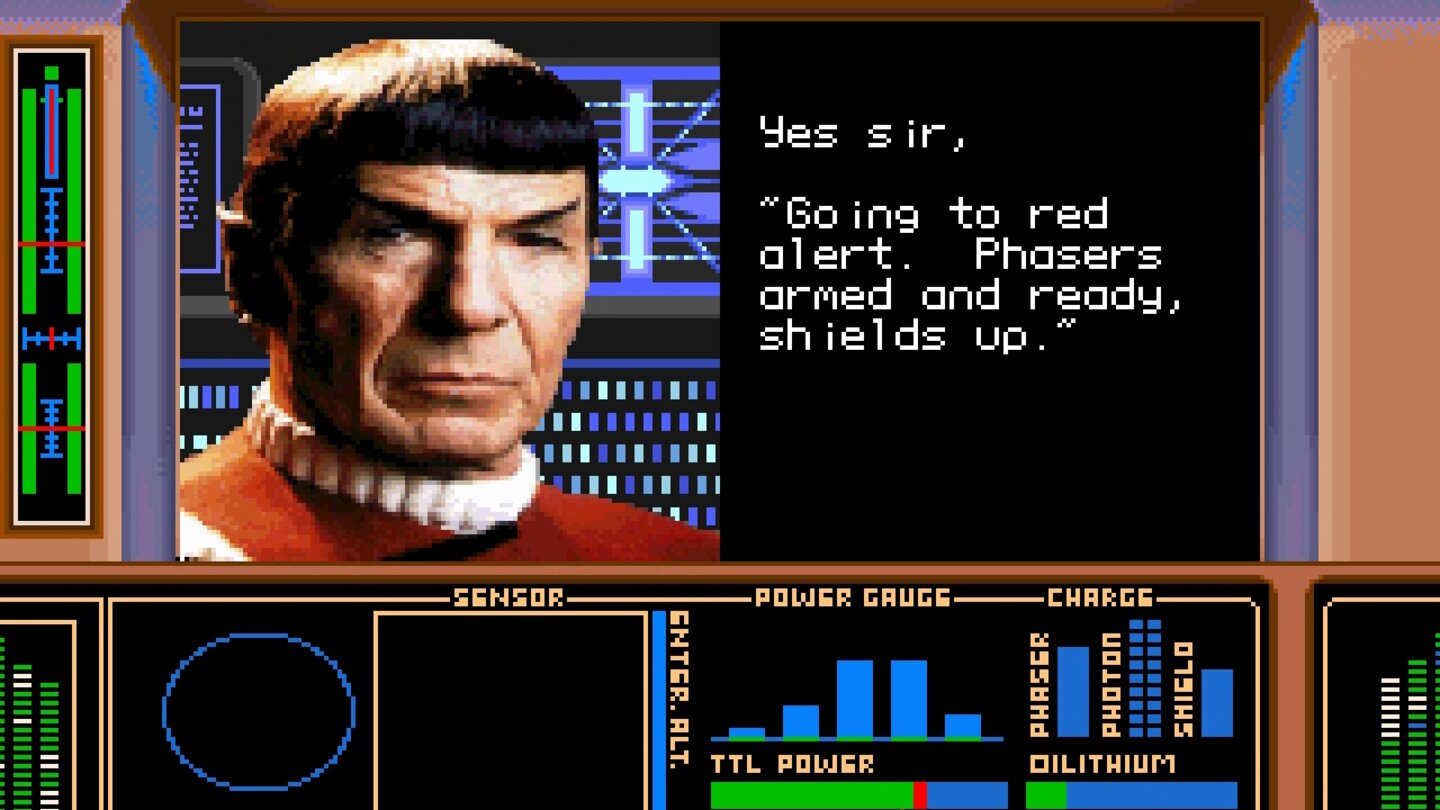 Star Trek V: The Final Frontier (1989)Der Film ist schwach, das Begleitspiel kann außer ein paar hübsche VGA-Bildern nicht viel bieten: Vier zusammenhanglos wirkende Actionsequenzen mit entnervendem Schwierigkeitsgrad.