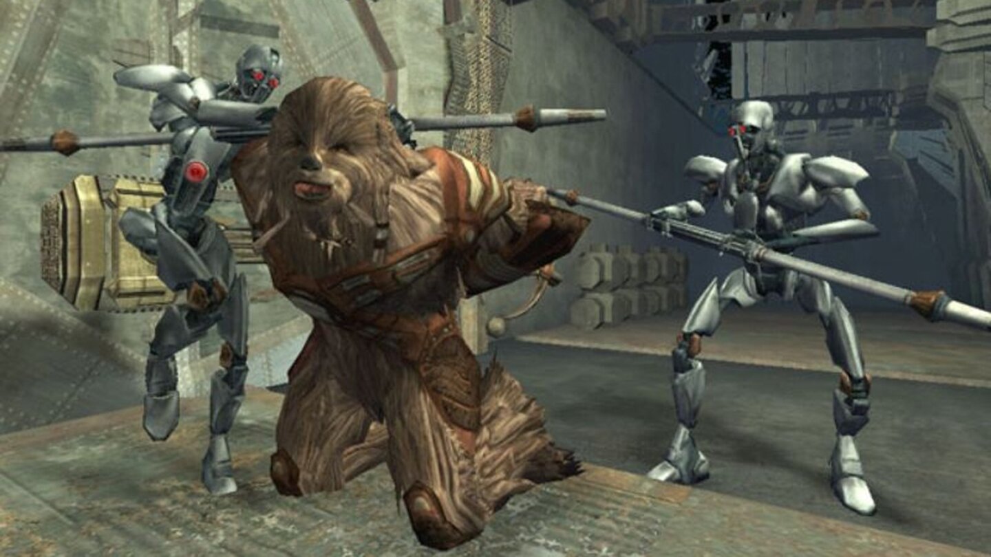 Star Wars: Republic Commando (2005)Im Ego-Shooter führt der Spieler eine Spezialeinheit von Klonkriegern durch das Star-Wars-Universum, gibt per Mausklick taktische Befehle an seine Kameraden und steuert das Team durch verschiedene Schlachten und Missionen. Die Handlung setzt zwischen dem 2. und 3. Kinofilm an und spielt somit während der Klonkriege. Weil das Spiel schon einige Monate vor Kinostart Informationen über den dritten Film gab, durften Spielemagazine nichts über den Inhalt der letzten Level berichten.