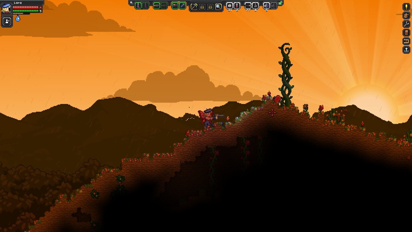 StarboundDer Sonnenaufgang verbreitet eine angenehme Atmosphäre – zumal vom Berg aus!