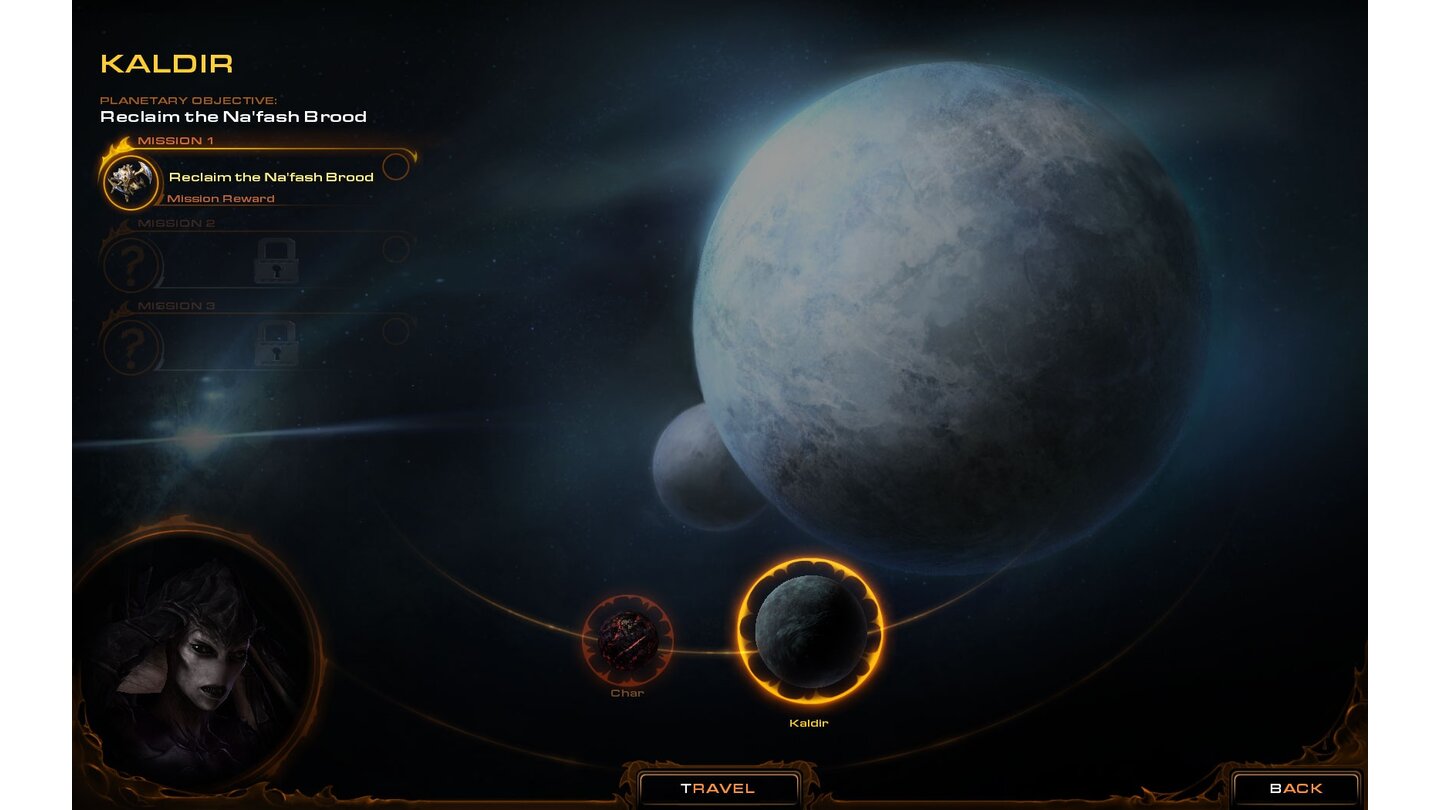 StarCraft 2: Heart of the SwarmMissionsauswahl Planet Kaldir.