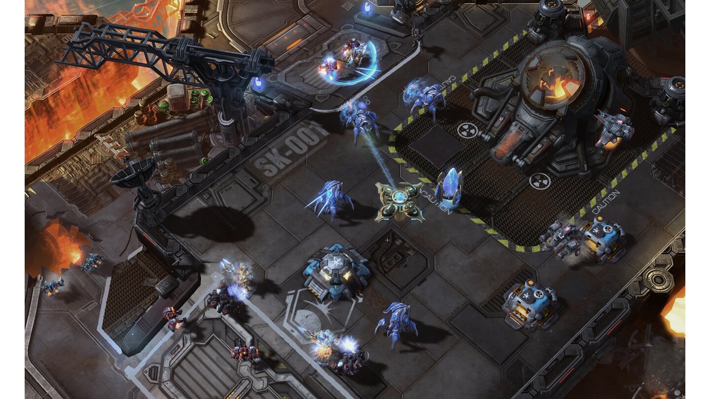 Starcraft 2: Legacy of the VoidHaben wir auf der abstürzenden Orbitalplattform einen Stabilisator erobert, lässt Jim Raynor terranische Befestigungen zur Verteidigung absetzen.