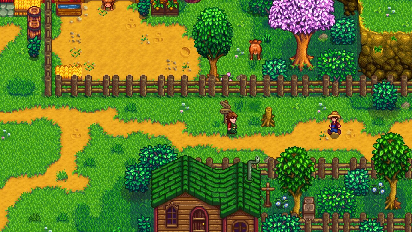 Stardew ValleyIn der Stadt treffen wir auch andere Bewohner, von denen wir sogar Geschenke erhalten, wenn die Freundschaft wächst.