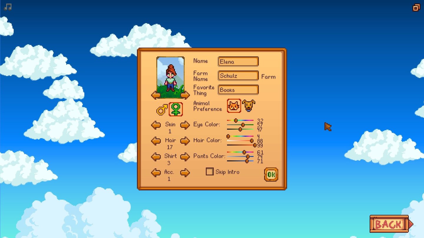 Stardew ValleyZu Beginn können wir uns einen eigenen Charakter erstellen und nach Belieben anpassen.