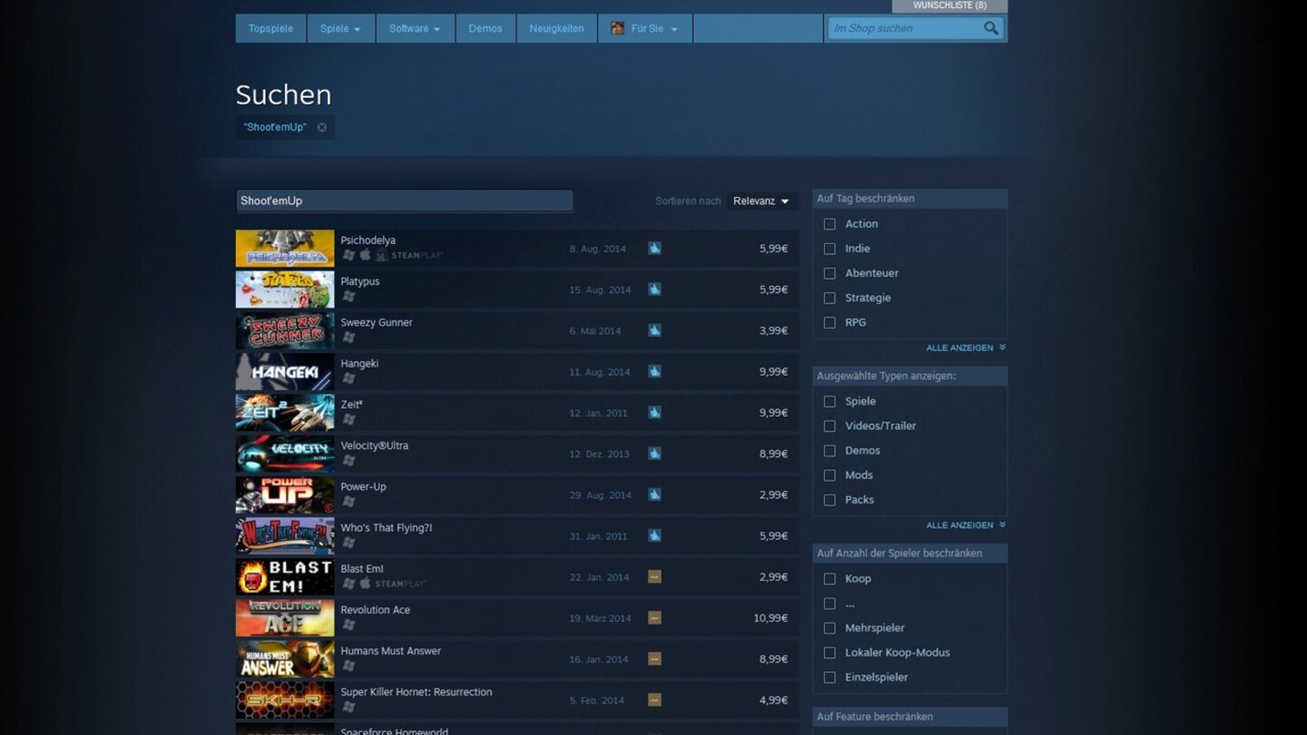 Steam - Screenshots zum Discovery-UpdateDie neue Suchfunktion reagiert neuerdings auch auf Genre-Bezeichnungen.