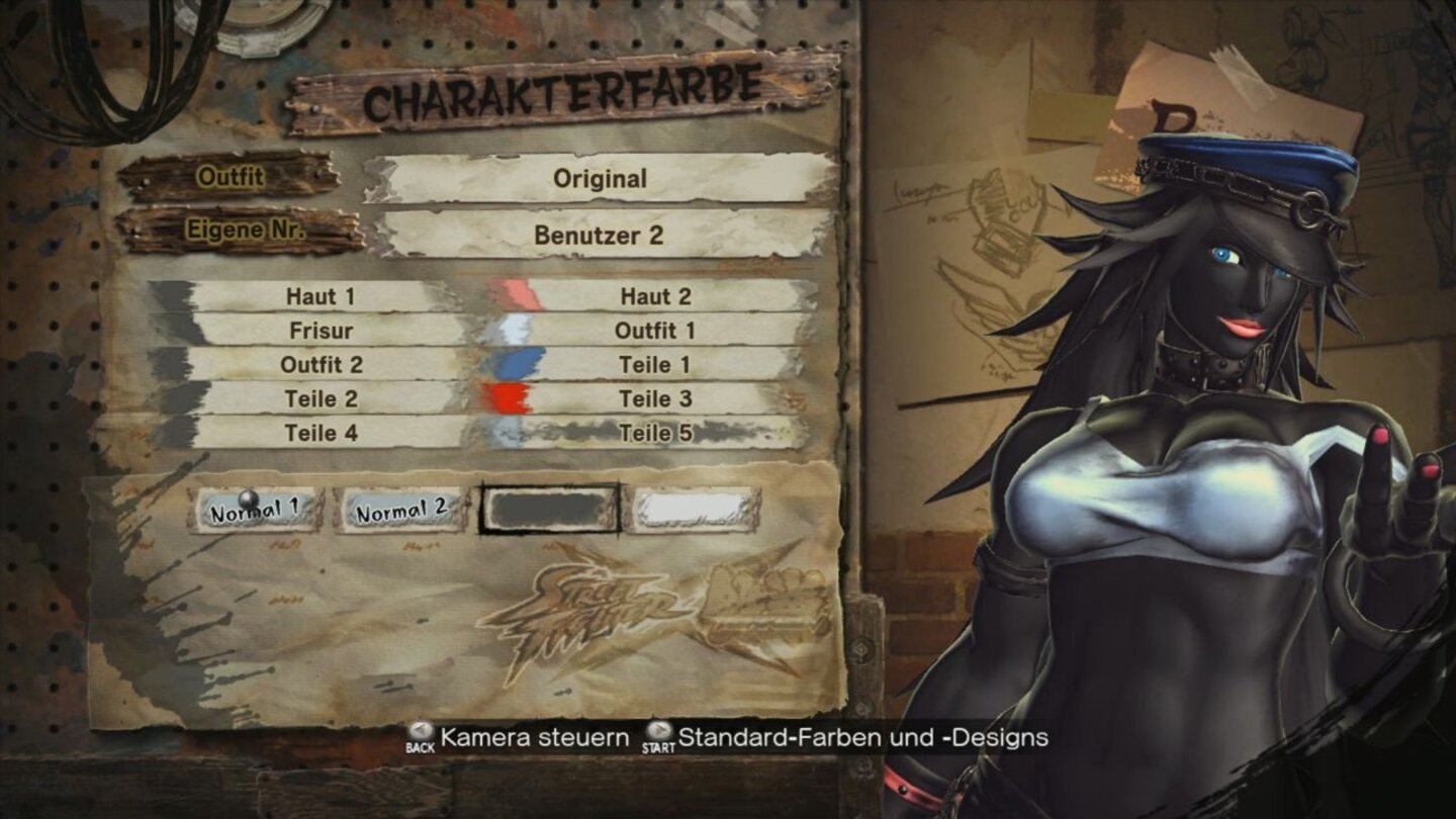 Street Fighter X TekkenIm Editor ist es möglich die Farben der Charaktere zu ändern.Individuelle Kämpfer wie etwa in Soul Calibur können jedoch nicht erstellt werden.