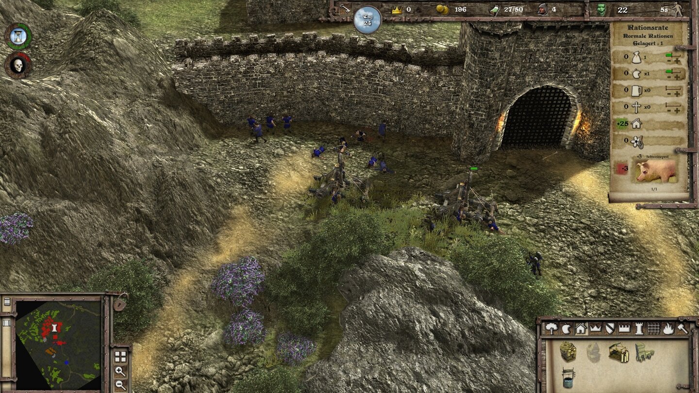 Stronghold 3Weil er zu blöd ist, die Mauern mit Katapulten zu zerbröseln, reibt sich der Feind an unserer Festung auf.