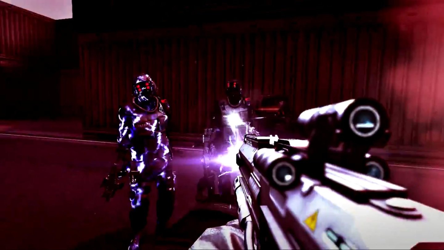 Syndicate: Koop-ModusDas Zukunftsszenario bietet Raum für futuristische Waffen wie dieses Blitzgewehr.