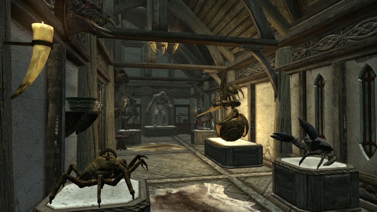 The Elder Scrolls 5: Skyrim - Heartfire-DLCMit Trophäen aus unseren Abenteuern oder Rüstungsgegenständen verpassen wir unserem Eigenheim einen Individuellen Touch. Mehr Anpassungsmöglichkeiten gibt es aber nicht.
