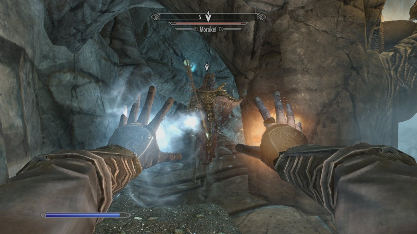 The Elder Scrolls 5: Skyrim (Xbox 360)Dieser KI-Magier hängt fest und lässt sich ohne Gegenwehr bezaubern.