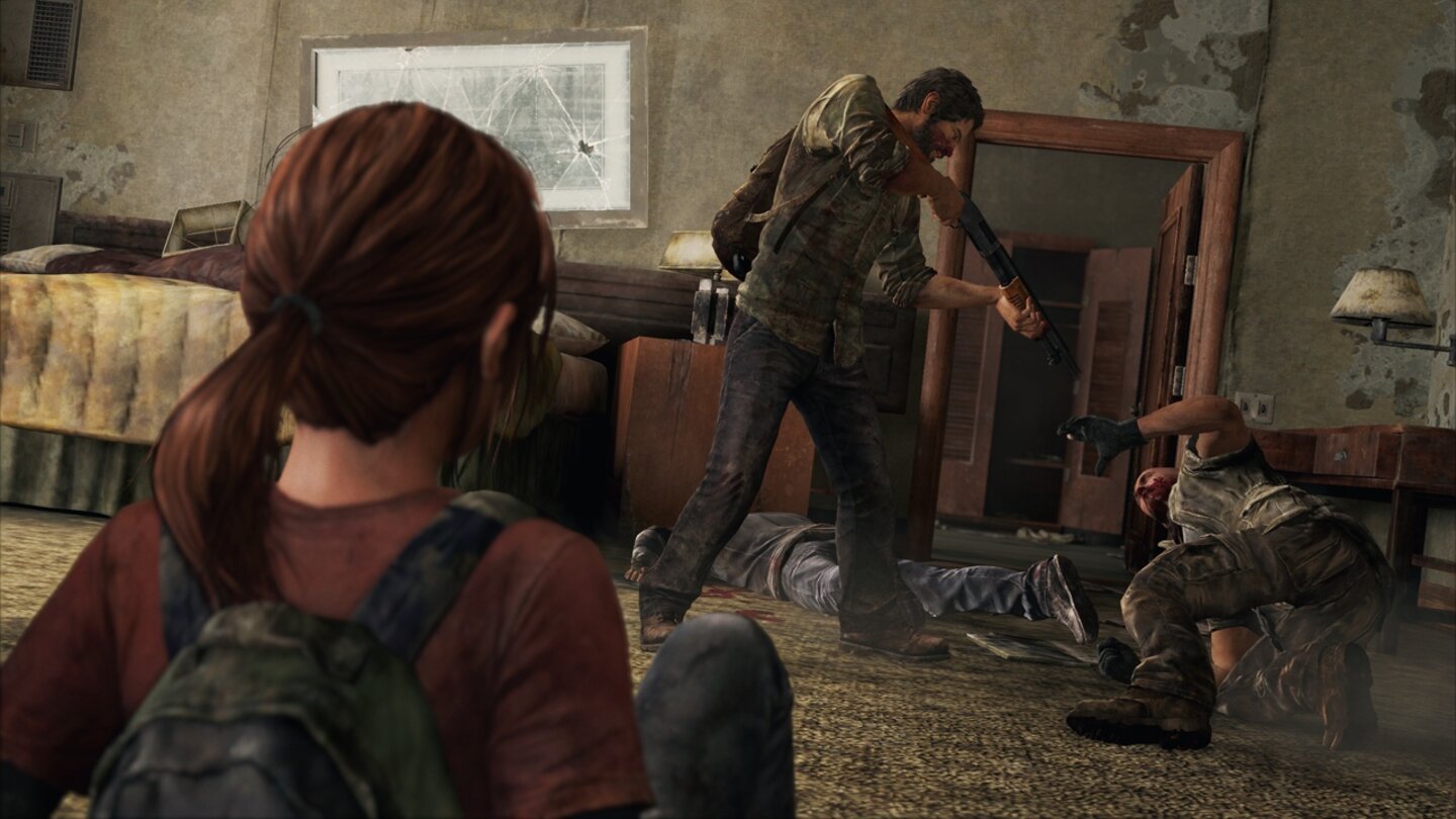 The Last of UsGegen infizierte Menschen und feindselige Überlebende setzt Joel bevorzugt Schusswaffen ein ...