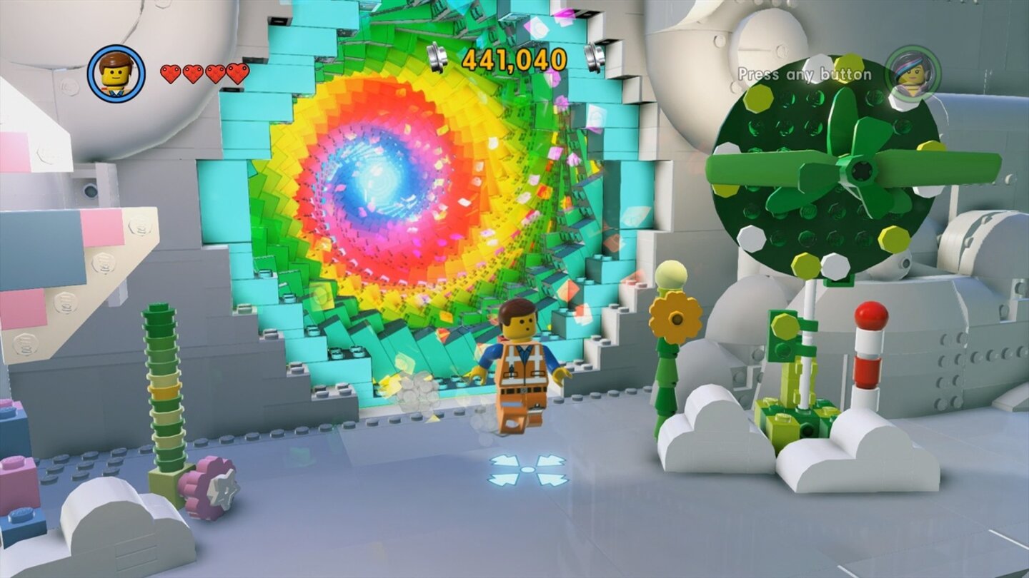 The LEGO Movie VideogameSolche Portale verbinden die einzelnen Hubwelten. Bereits gespielte Missionen lassen sich jederzeit wiederholen.
