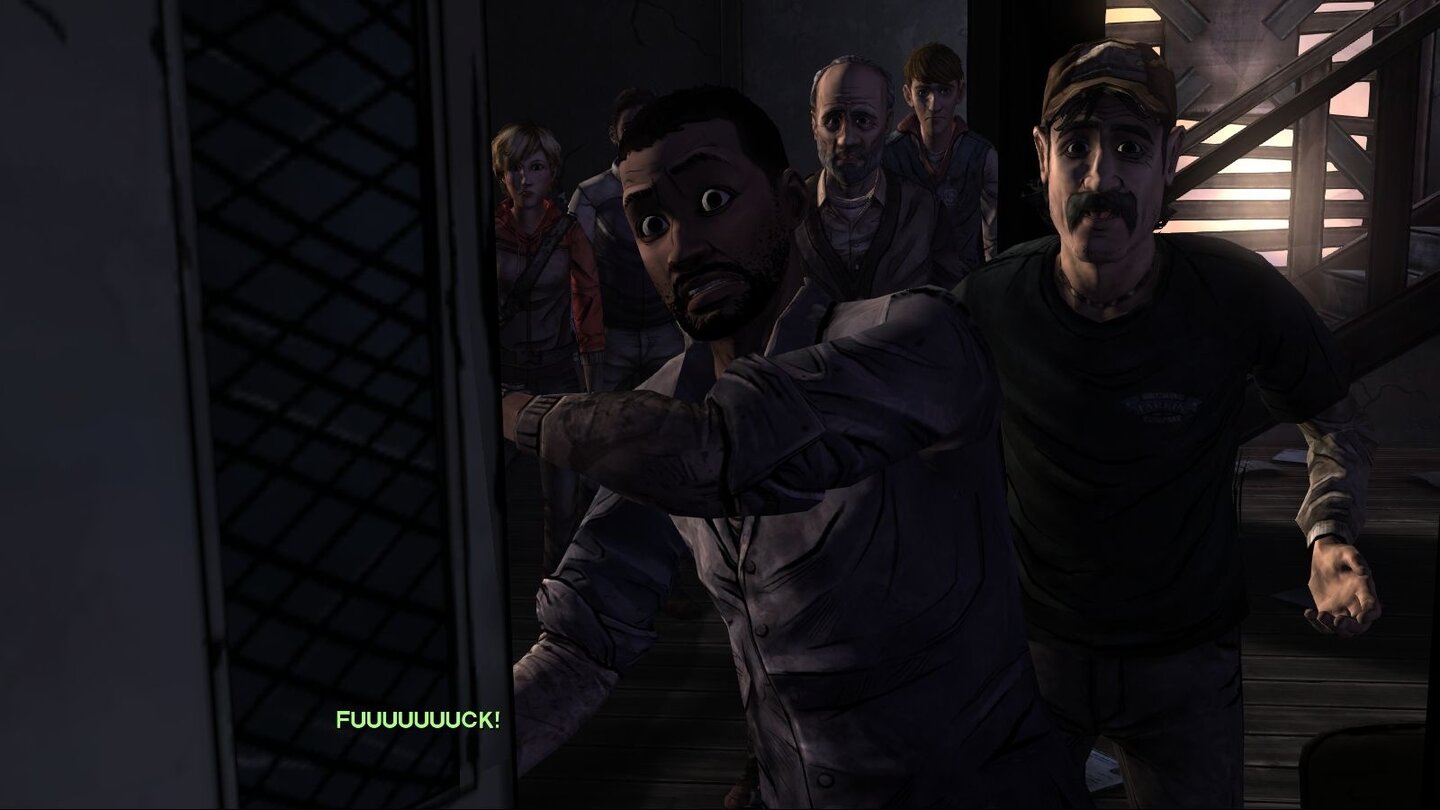 The Walking Dead: Around Every CornerDie Episode trägt ihren Titel nicht zu Unrecht: Hinter vielen Ecken - und auch Türen - lauern Gefahren. Gut, dass Kenny immer einen hilfreichen Tipp parat hat.