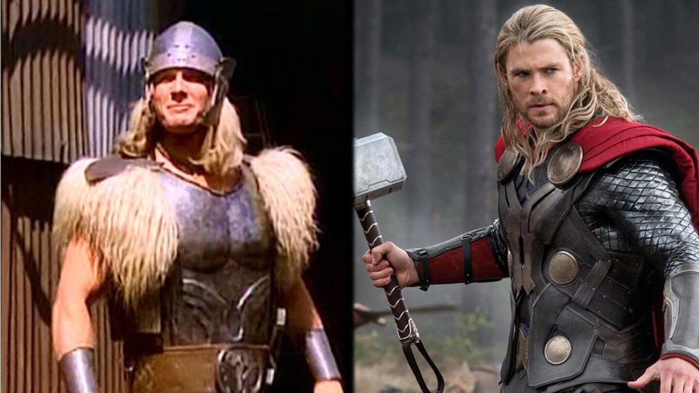Thor
Eric Allan Kramer in Die Rückkehr des unheimlichen Hulk (1988) und Chris Hemsworth in Thor – The Dark Kingdom (2013).
©Splendid / Marvel