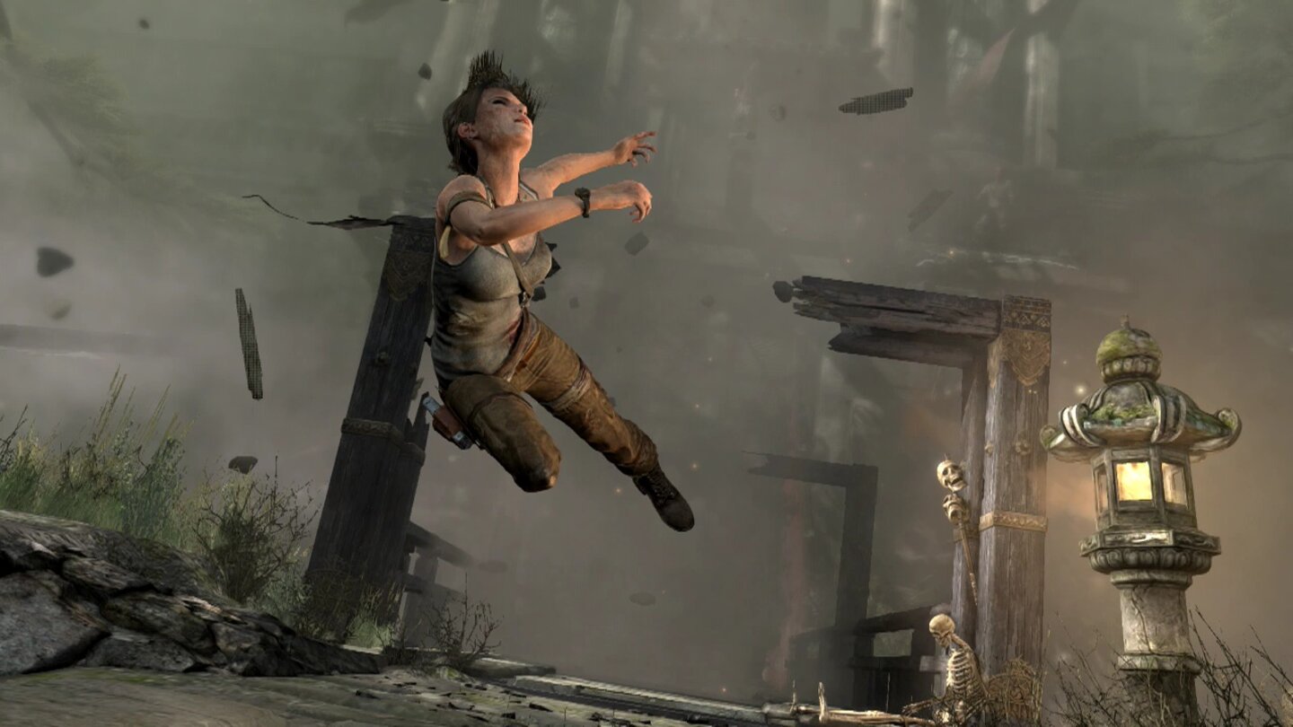 Tomb Raider: Definitive EditionVolle Deckung! Laras Abenteuer auf der Dämoneninsel ist geprägt von Explosionen und sonstigem Feuerzauber.