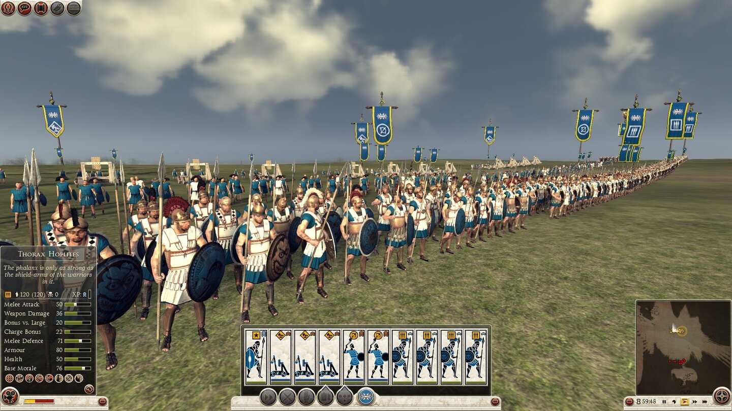 Total War: Rome 2 - Screenshots zum DLC Hannibal at the GatesDie Truppen von Syrakus unterscheiden sich nicht wesentlich von denen anderer griechischer Fraktionen. Sie setzen auf Hopliten.