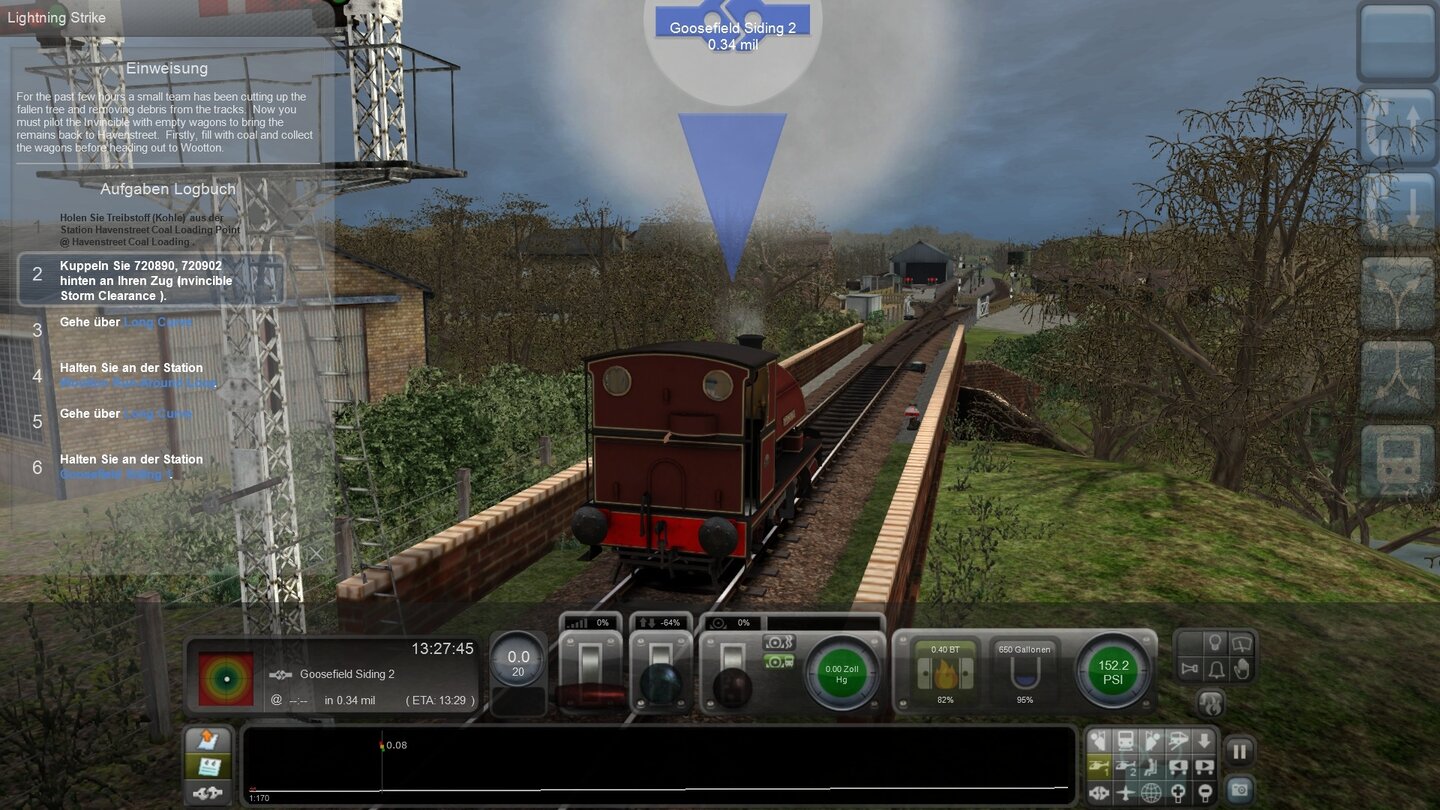 Train Simulator 2013Schritt 3: Wir setzen rückwärts aus dem Bahnhof, um auf die Hauptstrecke zu kommen
