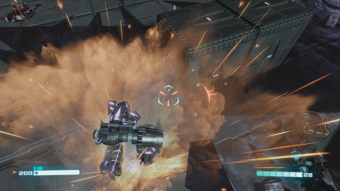 Transformers: Untergang von CybertronAn Bord des Autobot-Transporters geht’s ordentlich zur Sache: Neben den Autobot-Fußsoldaten sind die Luftabwehrgeschütze unsere Ziele.