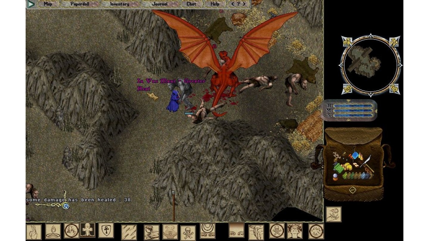 Ultima OnlineIn UO sind Charakterklassen und die Rollen im Kampf nicht so streng getrennt wie bsw. in WoW. Da tankt sich auch mal der Magier mit seinem Drachenpet im Alleingang durch.