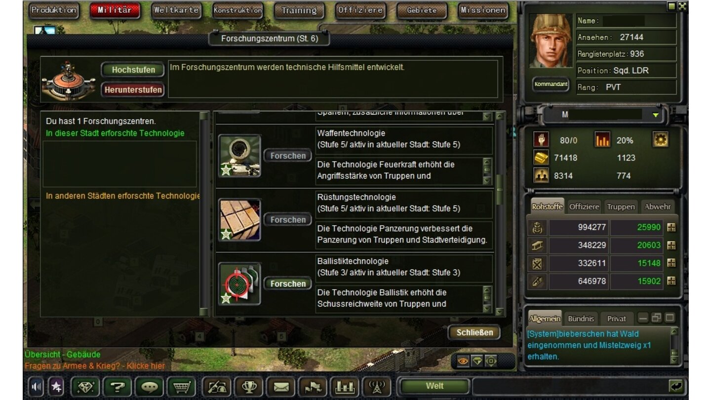 War2GloryScreenshot aus dem Browser-Strategiespiel