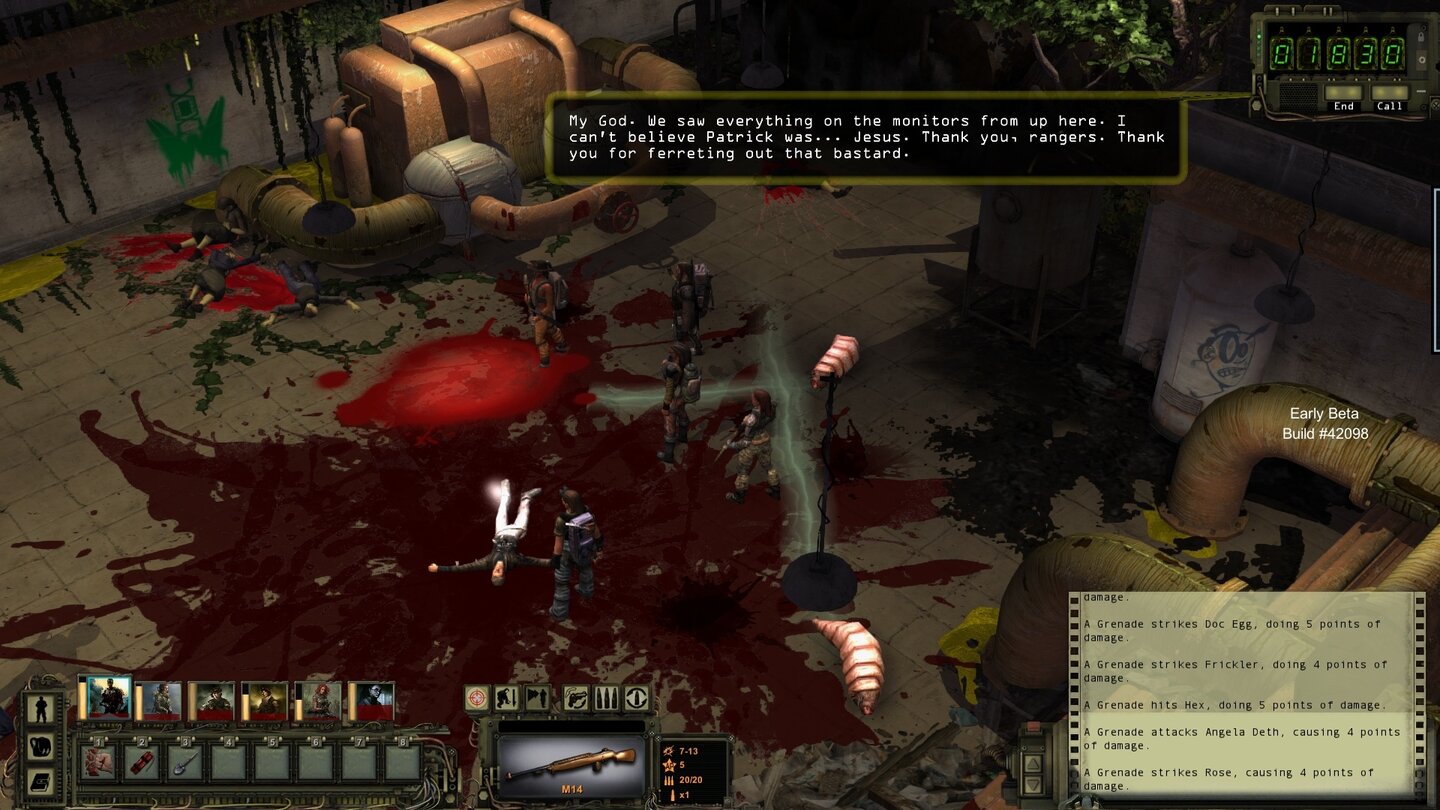 Wasteland 2 - Beta-ScreenshotsWie das Original spart Wasteland 2 nicht mit Blut und deftigen Sprüchen. Teils fliegen im wahrsten Sinne des Wortes die Fetzen.