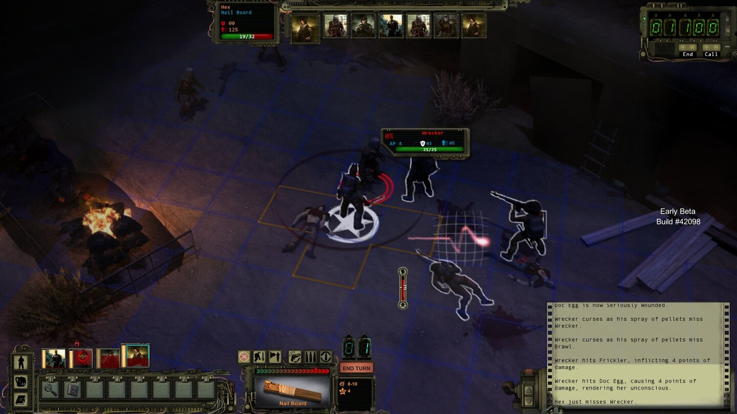 Wasteland 2 - Beta-ScreenshotsGeht mal einer unserer Recken zu Boden (rechts unten), bedeutet das nicht gleich das Aus. Wir können Schwerverwundete wiederbeleben.