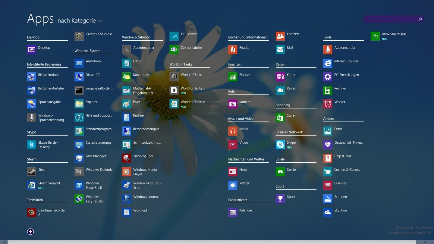 Windows 8.1 Alle Apps