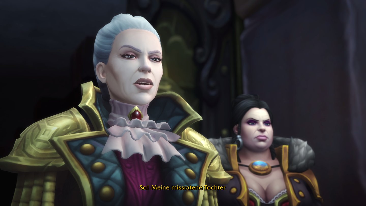 World of Warcraft: Battle for AzerothAuch Katherine Prachtmeer sucht die Schuld für den Tod ihres Mannes bei ihrer Tochter Jaina - und enterbt sie vor aller Augen vor den Toren der Burg.
