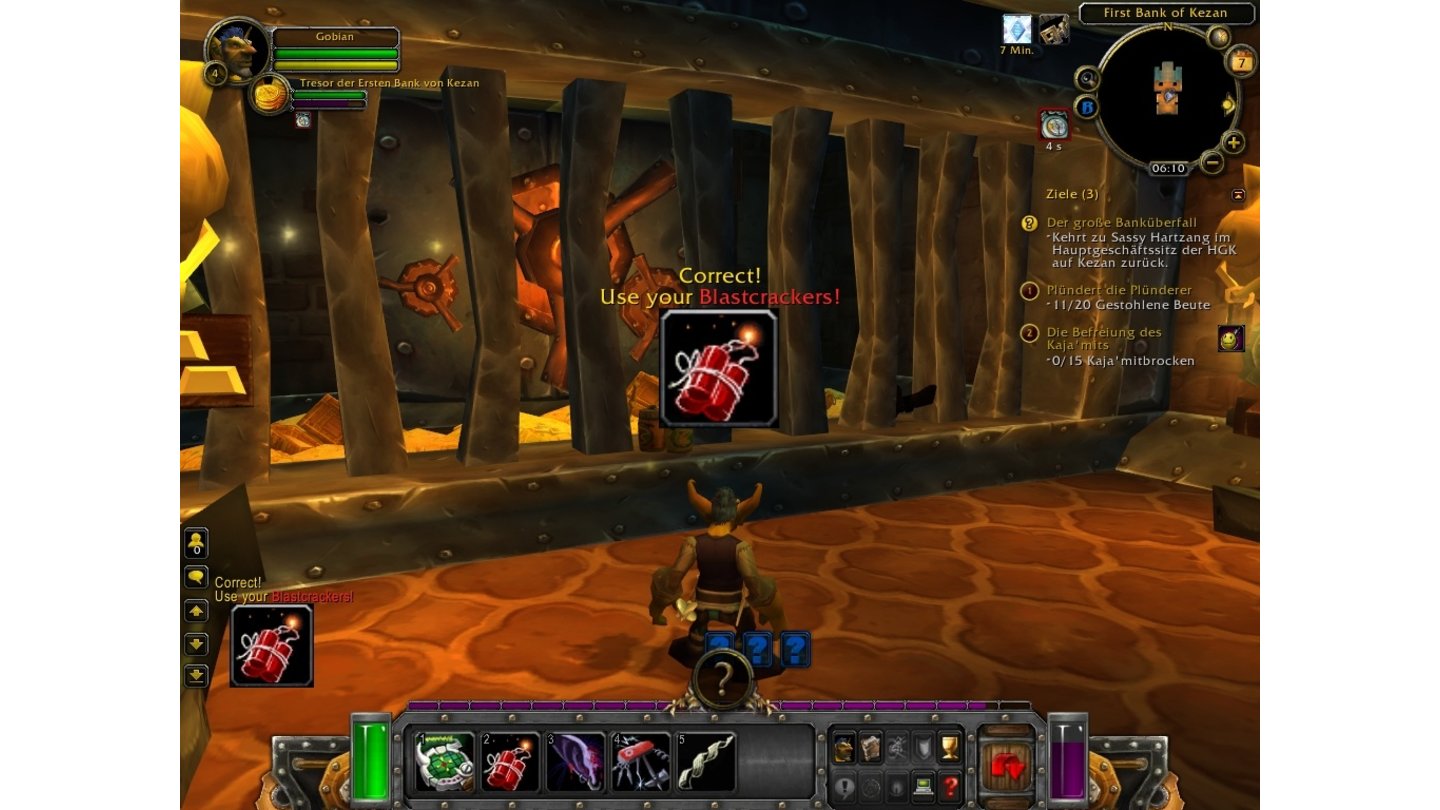 World of Warcraft: Cataclysm - Screenshots aus der BetaIn einem Quick-Time-Spiel rauben Sie die Bank von Kezan aus.